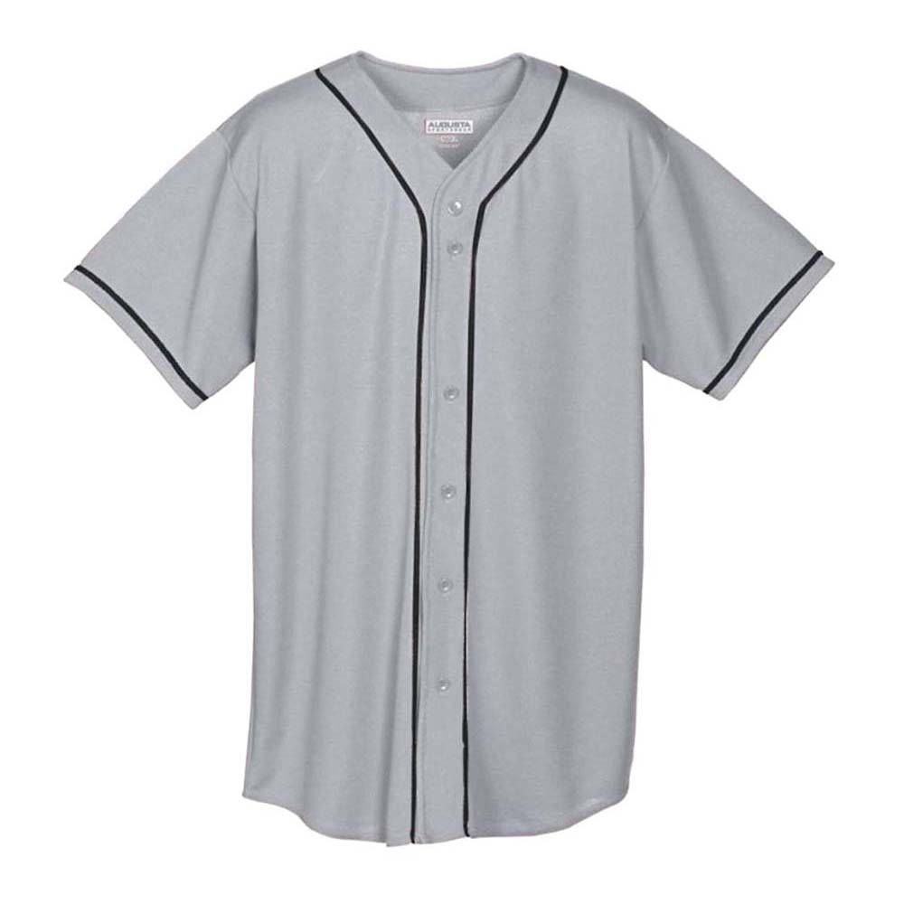 Wicking Mesh Button Front Jersey With Braid Trim
