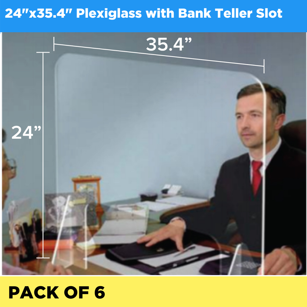 Plexiglass With Bank Teller Slot 24" x 35.4" - Pack of 6 (Listing ID: 6617450807365)
