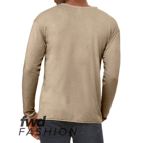 Unisex Triblend Raw Neck Long Sleeve Tee