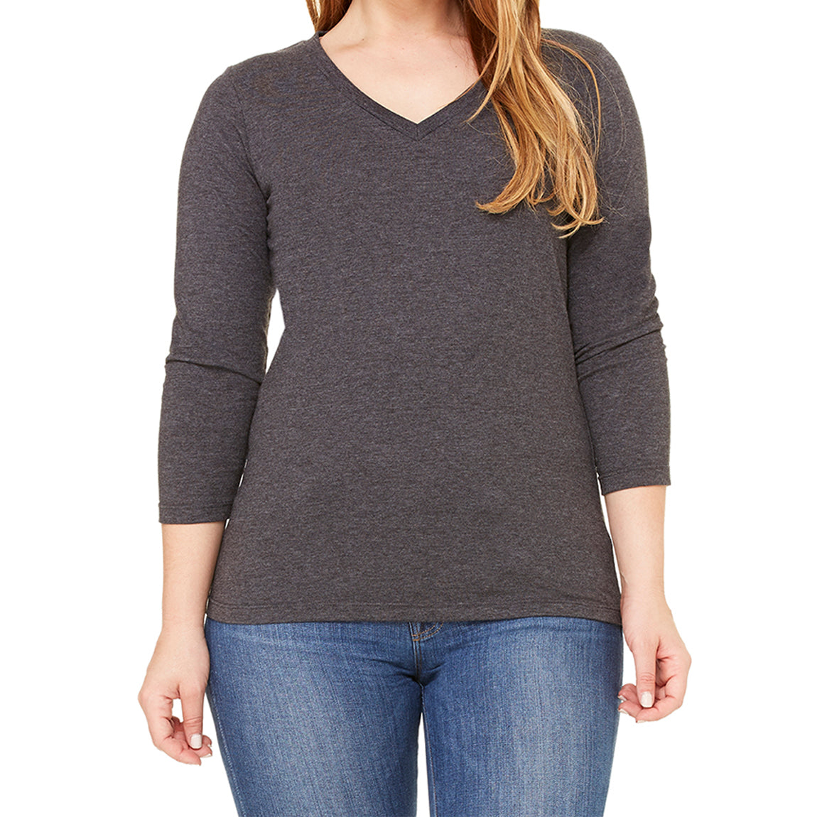 Relaxed Jersey 3/4 Sleeve V-Neck Tee