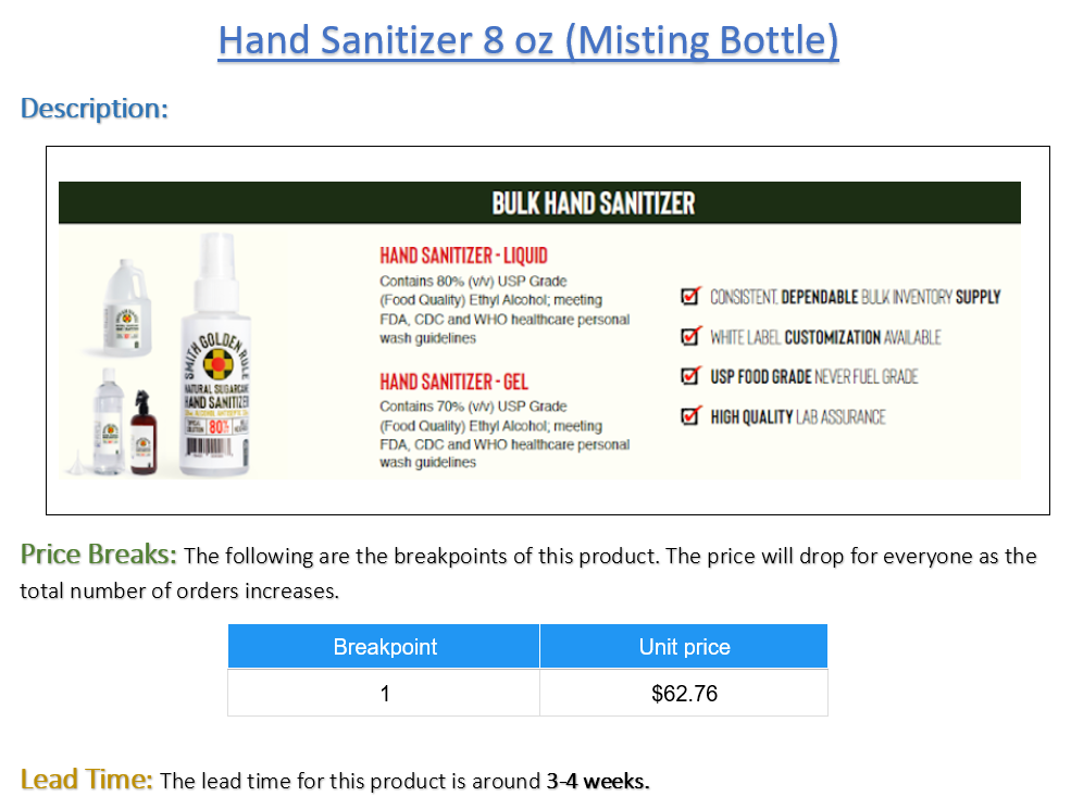 MWBE - Hand Sanitizer 8 oz (Mist) - Pack of 12 (Listing ID: 6617456377925)
