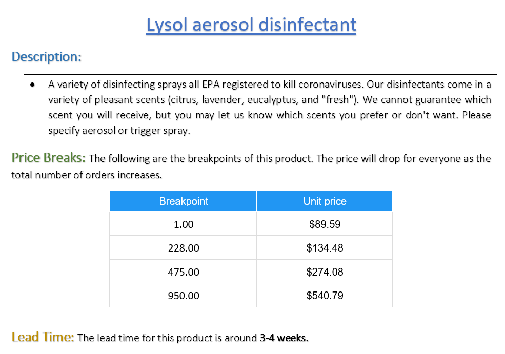 MWBE - Lysol Aerosol Disinfectant - Pack of 8 (Listing ID: 6617454673989)