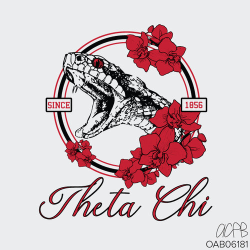 Theta Chi Snake & Flowers Art