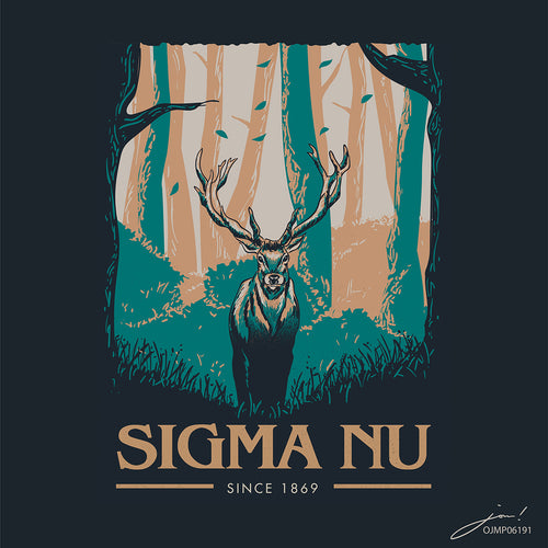Sigma Nu Deer in the Forest Art