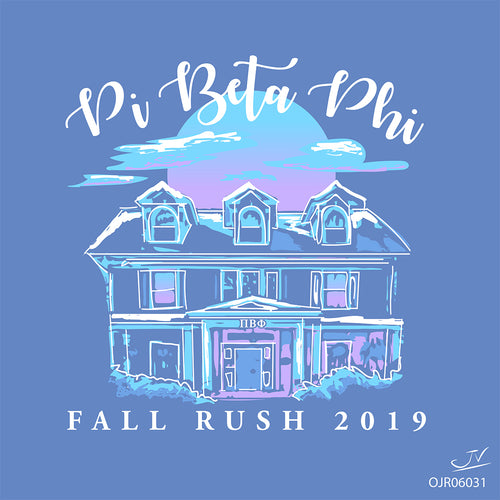 Pi Phi Hand Drawn House Art