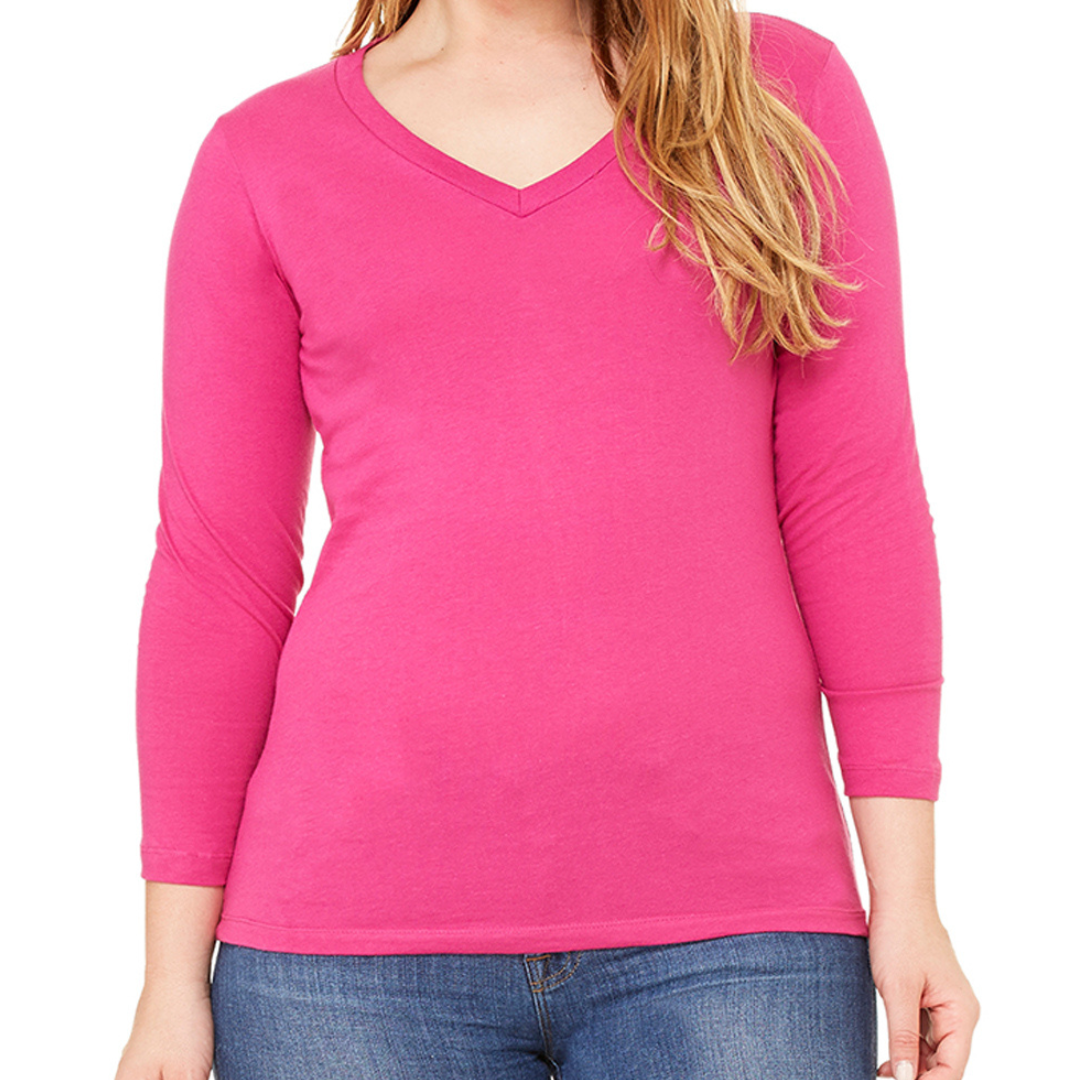 Relaxed Jersey 3/4 Sleeve V-Neck Tee