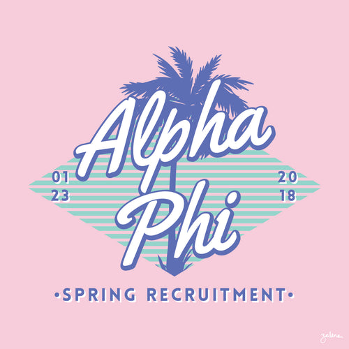 Alpha Phi Retro Palm Tree Recruitment Art